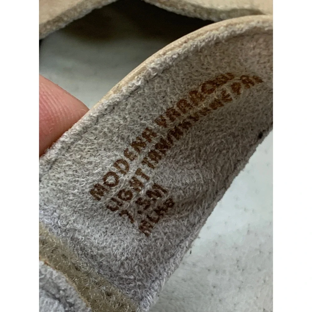Earth Modena Marigold Light Tan Suede Espadrille Wedge Sandals 7.5 Shoes